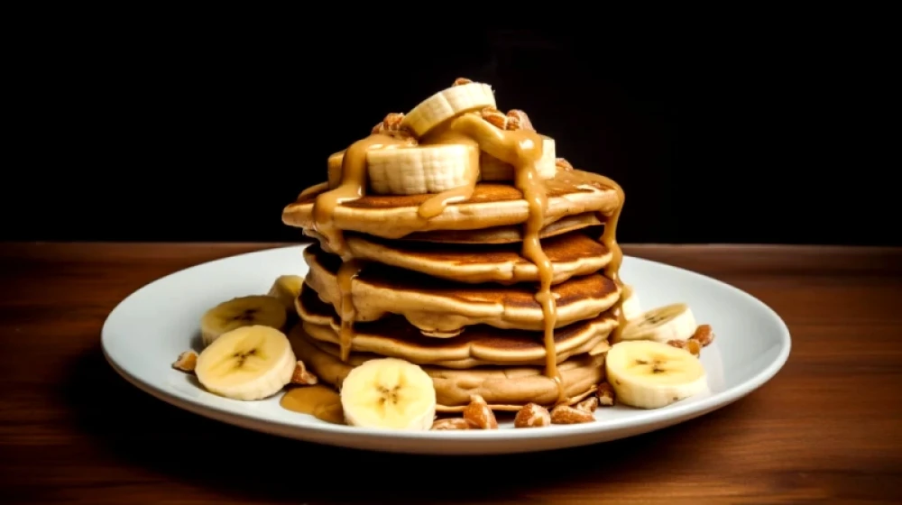 Vegansk bananpannkaka med jordnötssmör