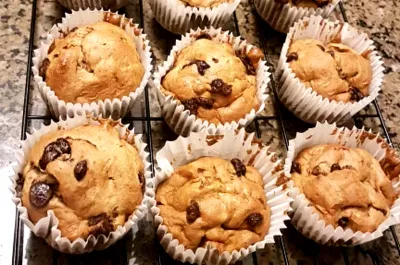 Banan- och mandelchokladmuffins